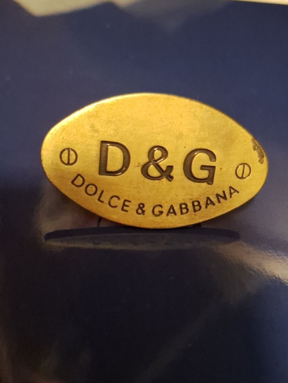 Dolce & Gabbana Gold D&G Oval Logo Plaque